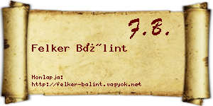 Felker Bálint névjegykártya